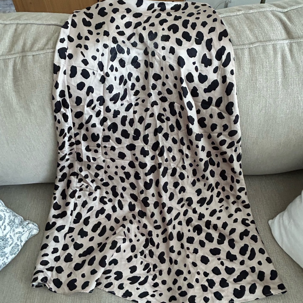 Aqua Black and Tan Animal Print A-Line Skirt